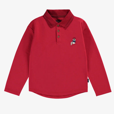 Polo rouge à manches longues, enfant