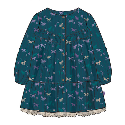 Robe turquoise à motifs, enfant