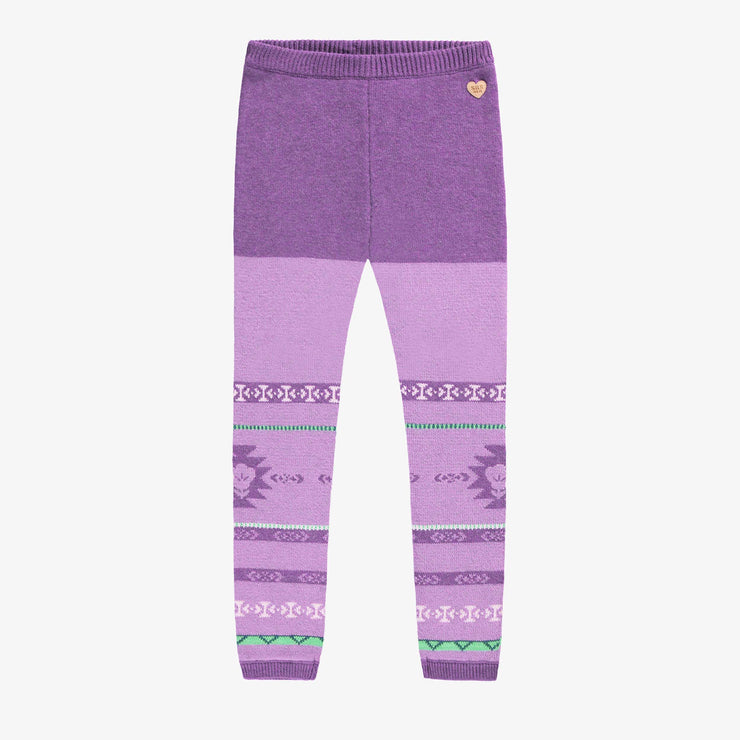 Legging mauve en tricot avec motifs, enfant