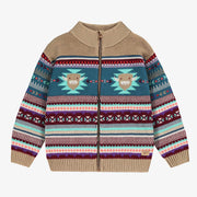 Veste beige en tricot avec motifs, enfant