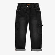 Jean noir taille sac en papier, enfant