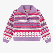 Chandail mauve en tricot avec motifs, enfant