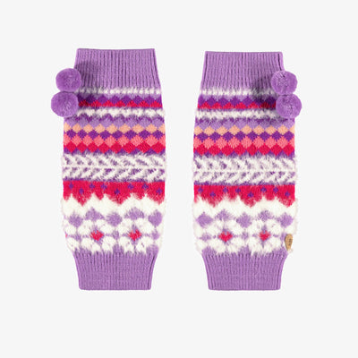 Jambières mauves en tricot avec motifs, enfant