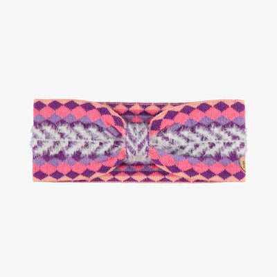 Bandeau mauve en tricot avec motifs, enfant