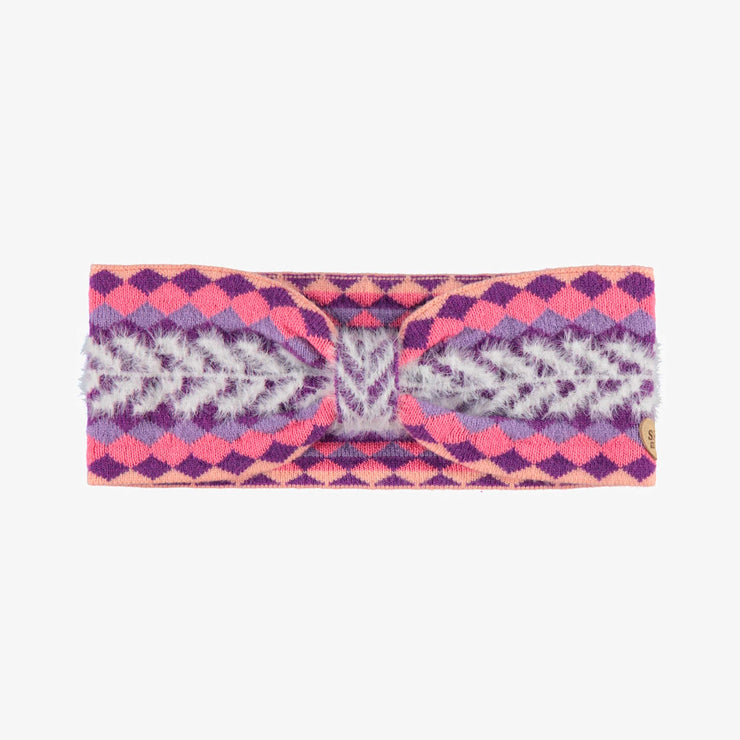 Bandeau mauve en tricot avec motifs, enfant