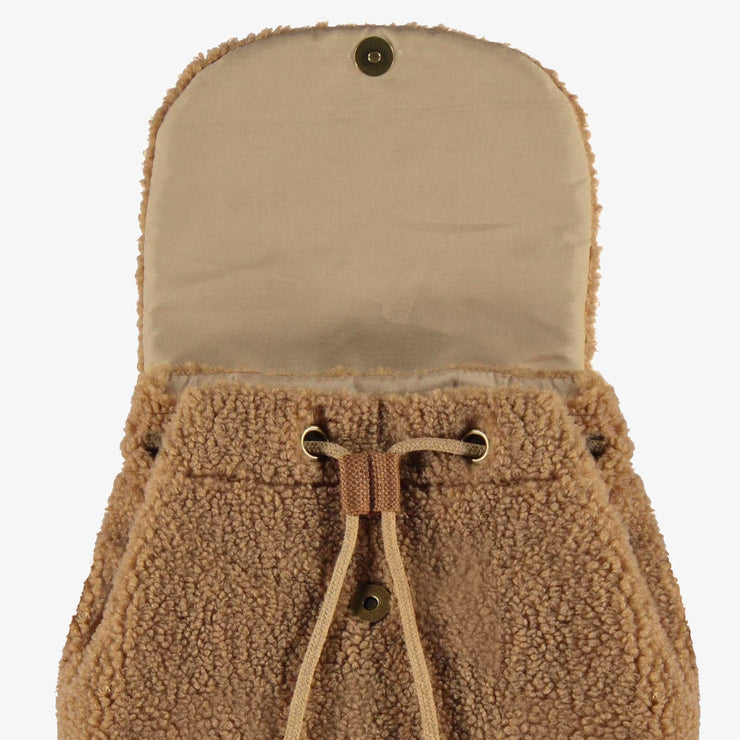 Intérieur du sac à dos ourson en sherpa brun, enfant