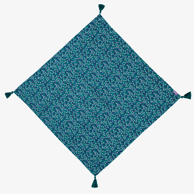 Foulard turquoise à motif floral, enfant