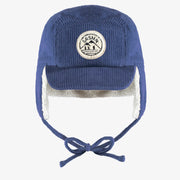 Casquette bleue en velours côtelé, enfant