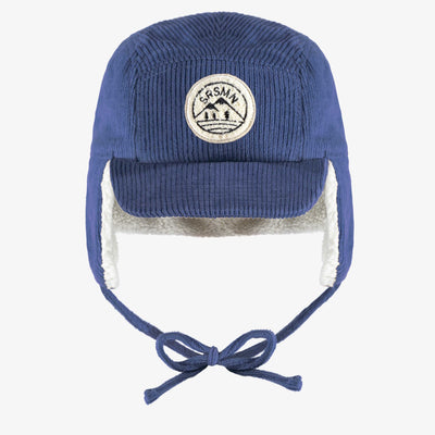 Casquette bleue en velours côtelé, enfant