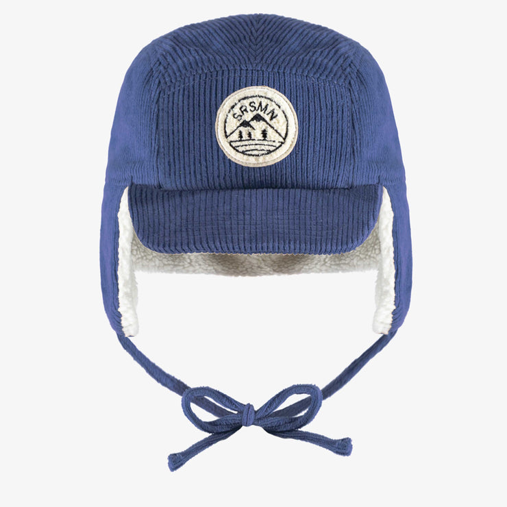Casquette bleue en velours côtelé, enfant