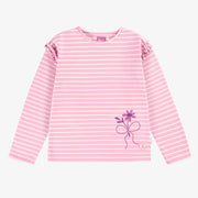T-shirt lilas à rayures, enfant