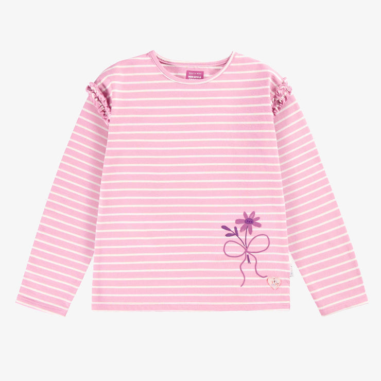 T-shirt lilas à rayures, enfant