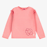 T-shirt rose à rayures, enfant