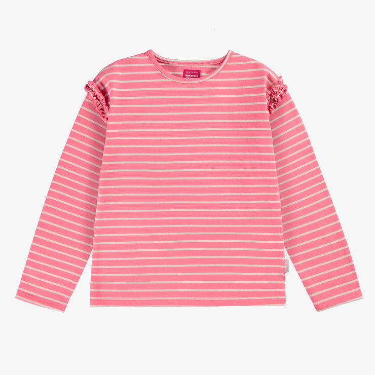 T-shirt rose à rayures, enfant