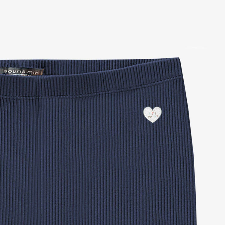 Legging bleu marine en tricot côtelé, enfant