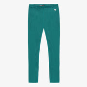 Legging turquoise en tricot côtelé, enfant