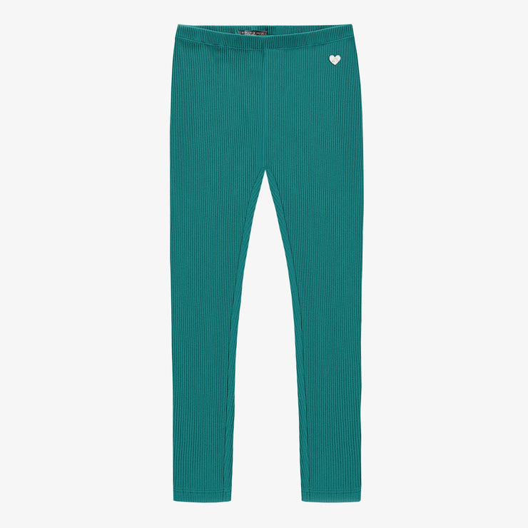 Legging turquoise en tricot côtelé, enfant
