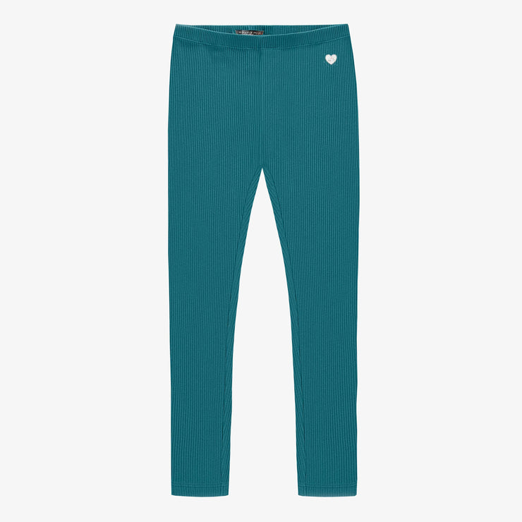 Legging turquoise en tricot côtelé, enfant