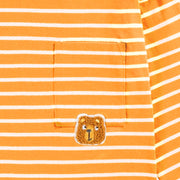 Zoom écusson du t-shirt orange à rayures, enfant