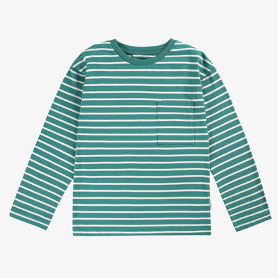 T-shirt turquoise à rayures, enfant