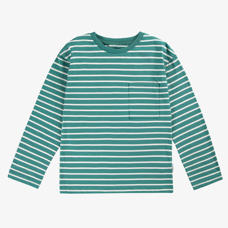 T-shirt turquoise à rayures, enfant