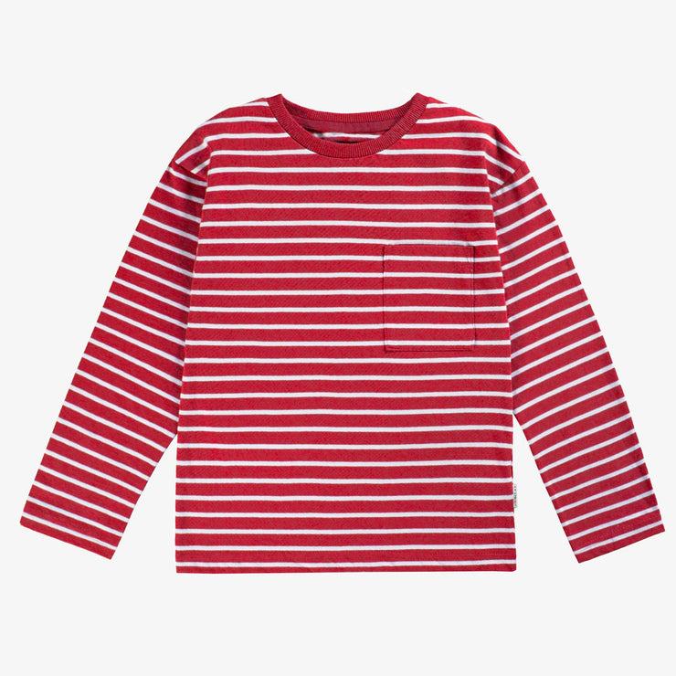 T-shirt rouge à rayures, enfant