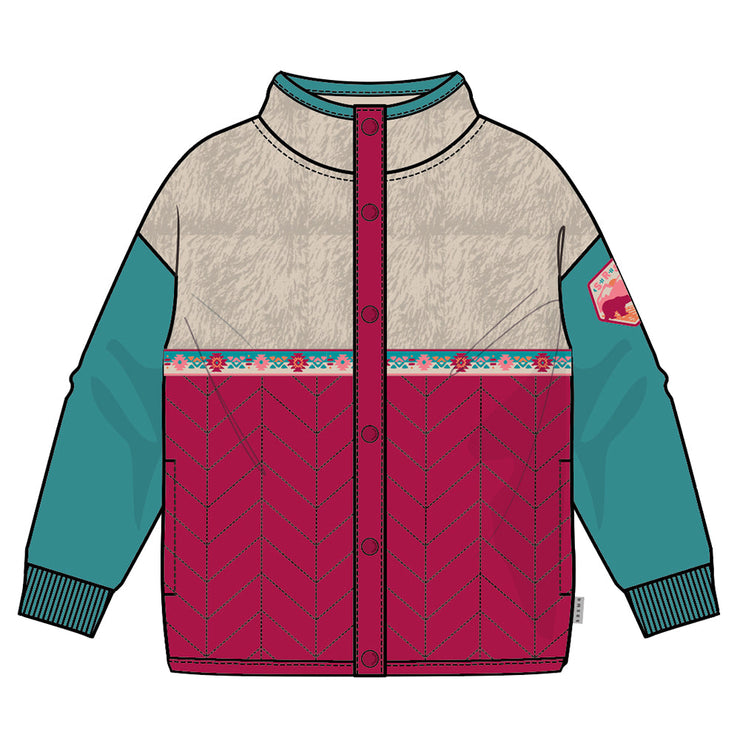 Veste rose et turquoise en peluche, enfant