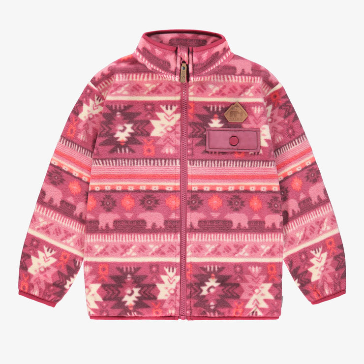 Veste rose en polar avec motifs, enfant