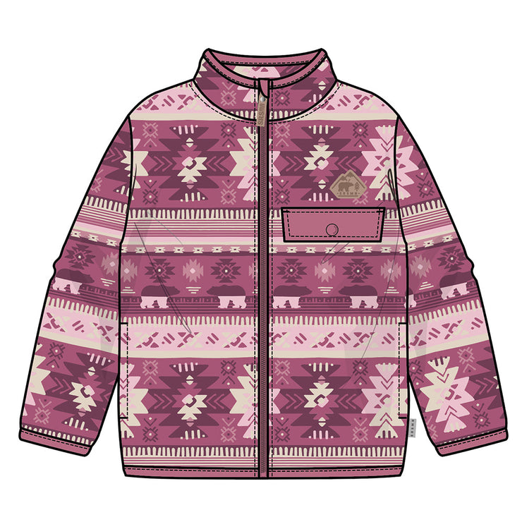 Veste rose en polar avec motifs, enfant