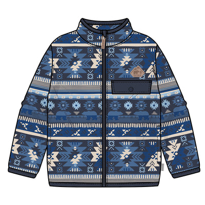 Veste bleue en polar avec motifs, enfant