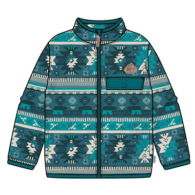 Veste turquoise en polar avec motifs, enfant