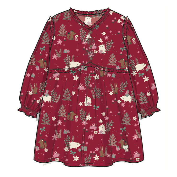 Robe rouge à motifs festifs, enfant