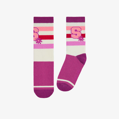 Chaussettes crème à rayures, enfant