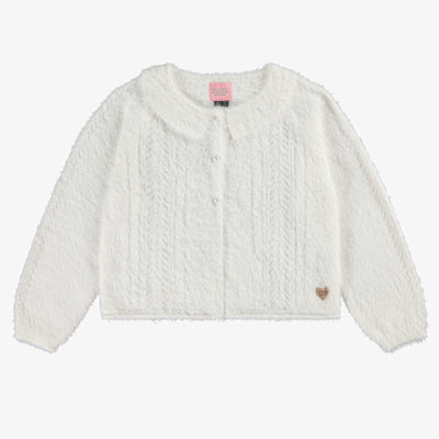 Cardigan blanc pelucheux, enfant