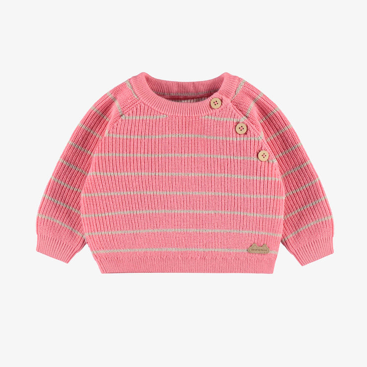Chandail rose en tricot, naissance