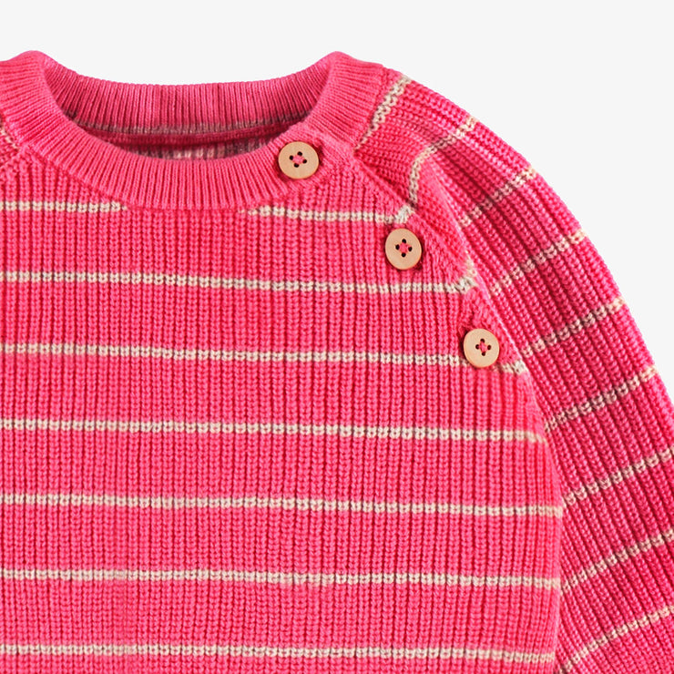 Détails du chandail rose en tricot, naissance