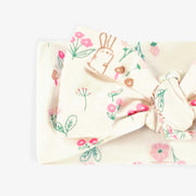 Zoom détails du bandeau crème à motifs, naissance