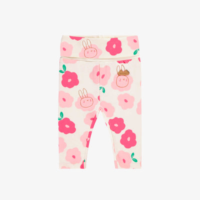 Pantalon évolutif crème à motif floral, naissance