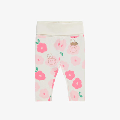 Pantalon évolutif crème à motif floral, naissance