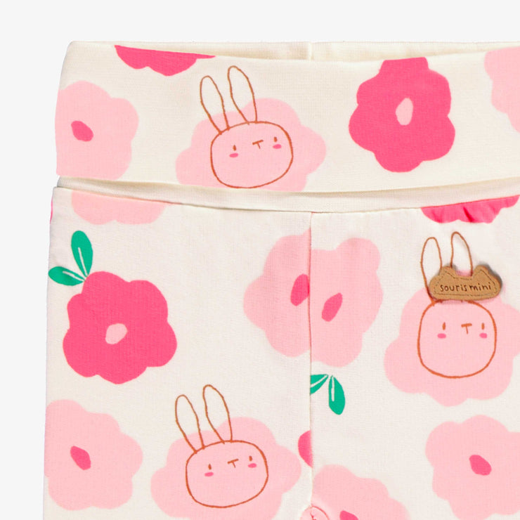 Pantalon évolutif crème à motif floral, naissance