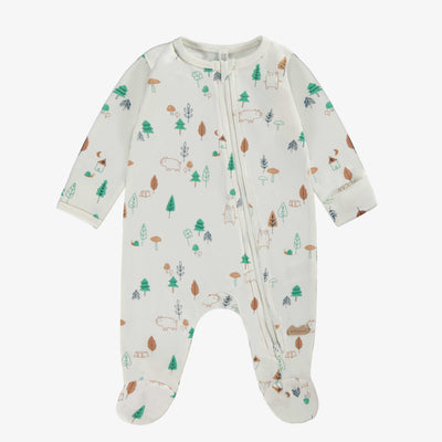 Pyjama crème à motifs, naissance