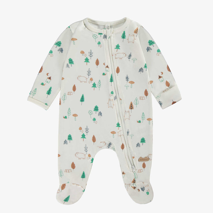 Pyjama crème à motifs, naissance