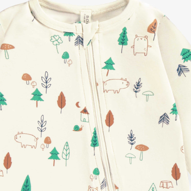 Zoom imprimés du pyjama crème à motifs, naissance