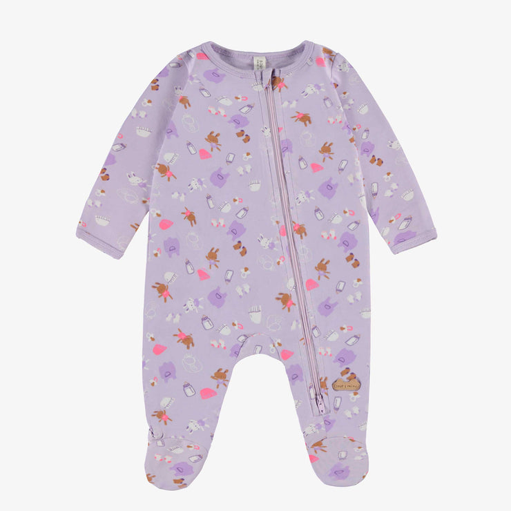 Pyjama mauve à motifs, naissance