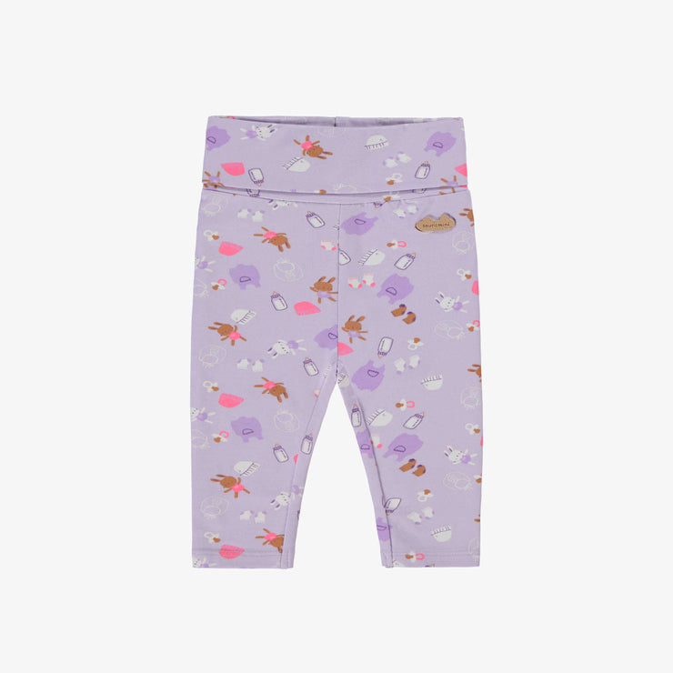 Legging évolutif mauve à motifs, naissance