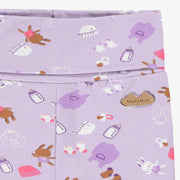 Zoom illustrations du legging évolutif mauve à motifs, naissance