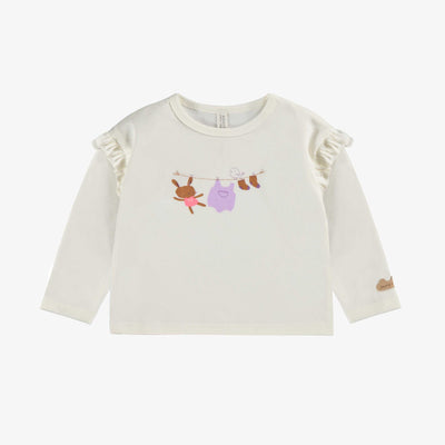 T-shirt crème avec illustration, naissance