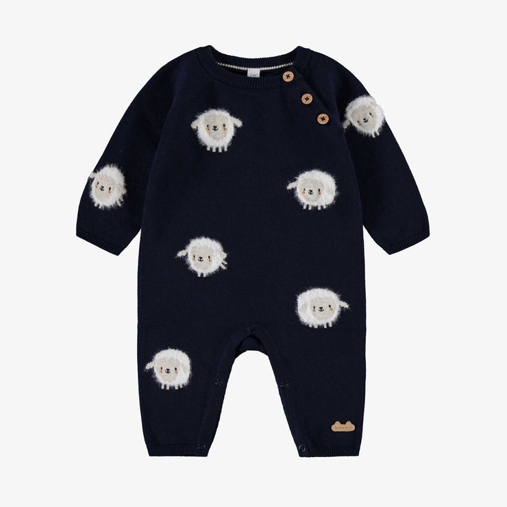 Une pièce bleu marine en tricot, naissance