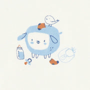 Zoom illustration du t-shirt crème avec illustration, naissance
