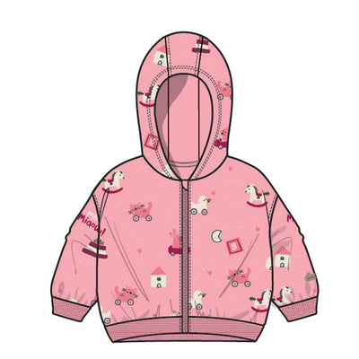 Veste rose en velours, naissance